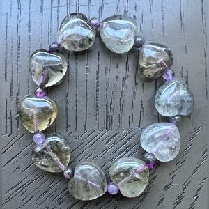 Feather auralite 23 heart bracelet SIZE 6.5-6.75’